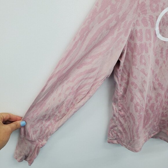 Calvin Klein Performance Cropped Hoodie Sweatshirt Size M Animal Print Pink - Picture 8 of 14